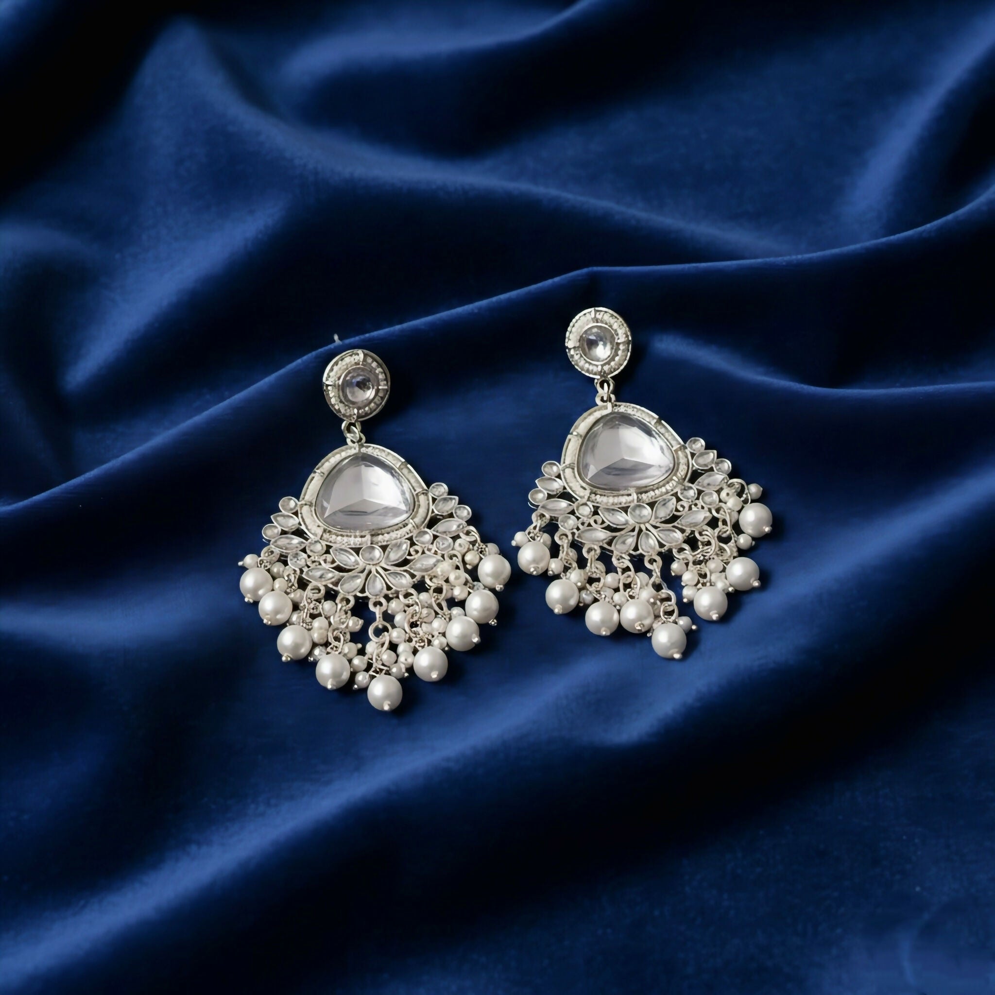 Heritage Pearl & Kundan Statement Earrings – Handcrafted Traditional Bridal Jhumkas