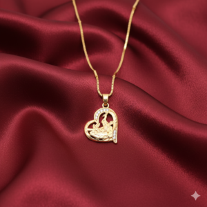 Gold-Plated Heart & Peacock Pendant Necklace For women and girls