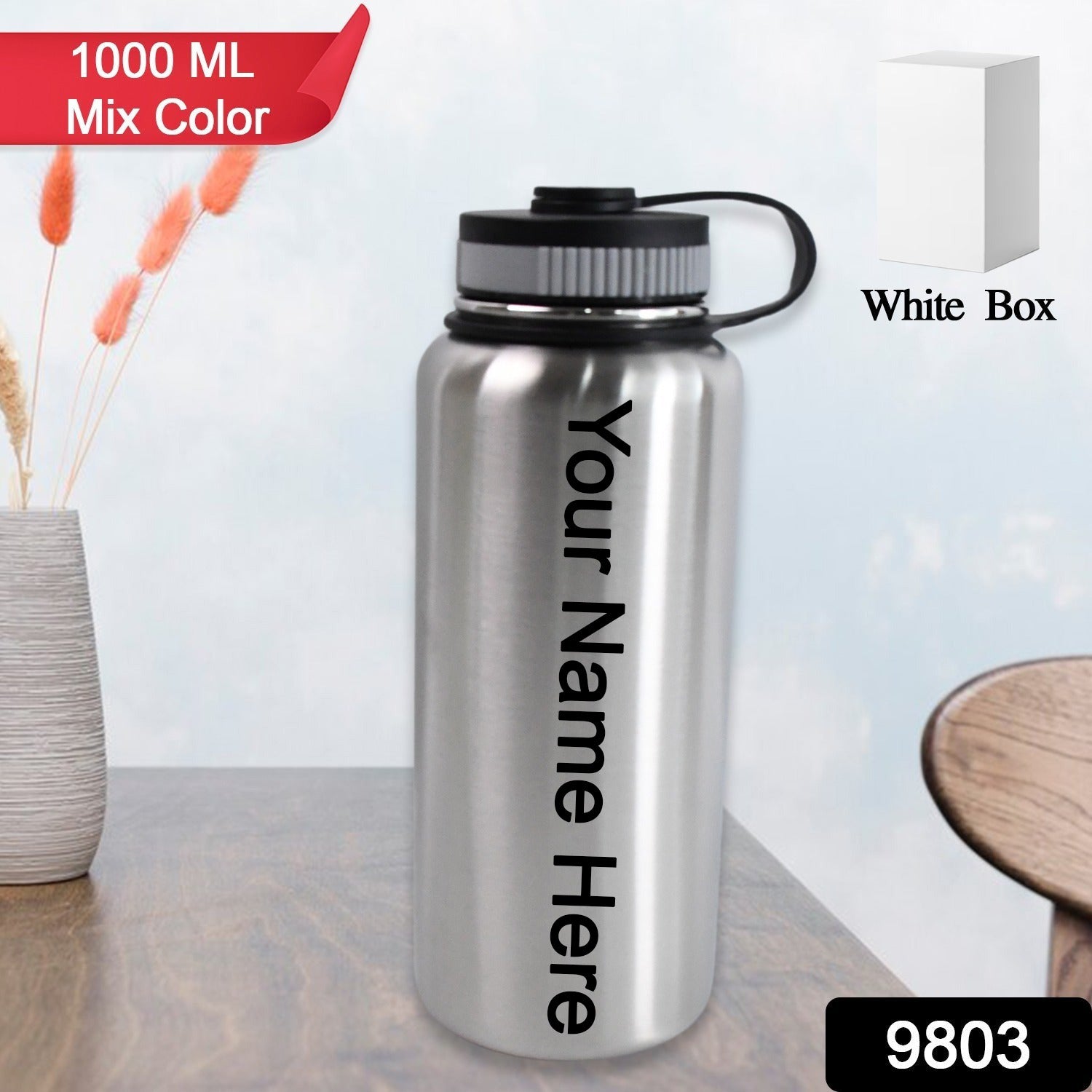 Custom Stainless Steel Double-Wall Vacuum Insulated Water Bottle (1000 ML / Mix Color)