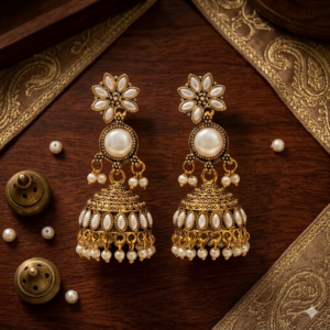 Traditional Pearl Jhumka Earrings for Women & Girls Fancy Ethnic Party Wear
