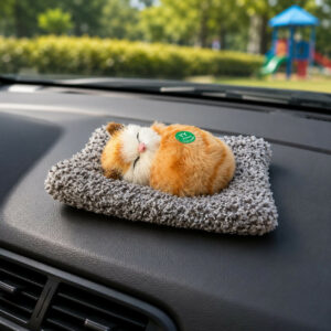 Sleeping Orange Cat Plush Toy with Cushion Dashboard Decor