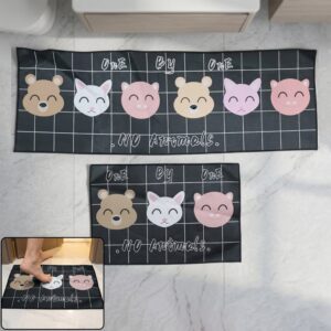 Printed Anti Slip Floor Mat Set (2 Pc, Mix Design & Size)
