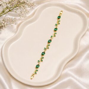 New Trendy Tulip Lava Stone Crystal Vine Gold -Plated Bracelet for Women And Girls