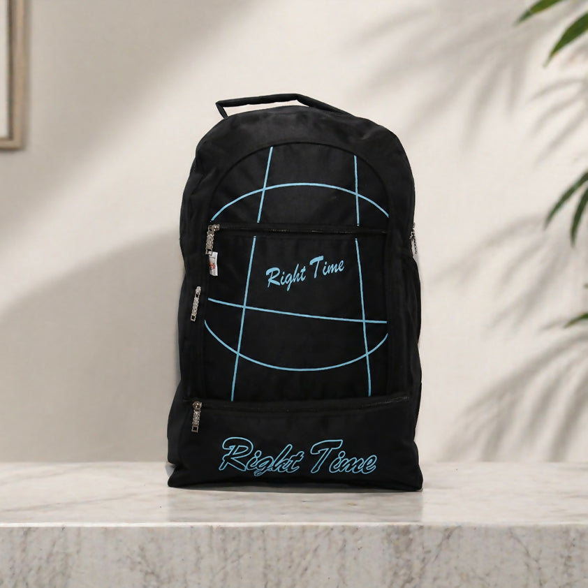Right Time Black Trackking Bag for Men & Women – Stylish Travel Trackking Bag with Multiple Compartments, Lightweight Durable Daypack for Outdoor Use