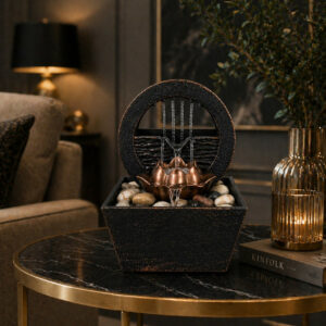 Ring Water Fountain with Lotus Design Tabletop Showpiece