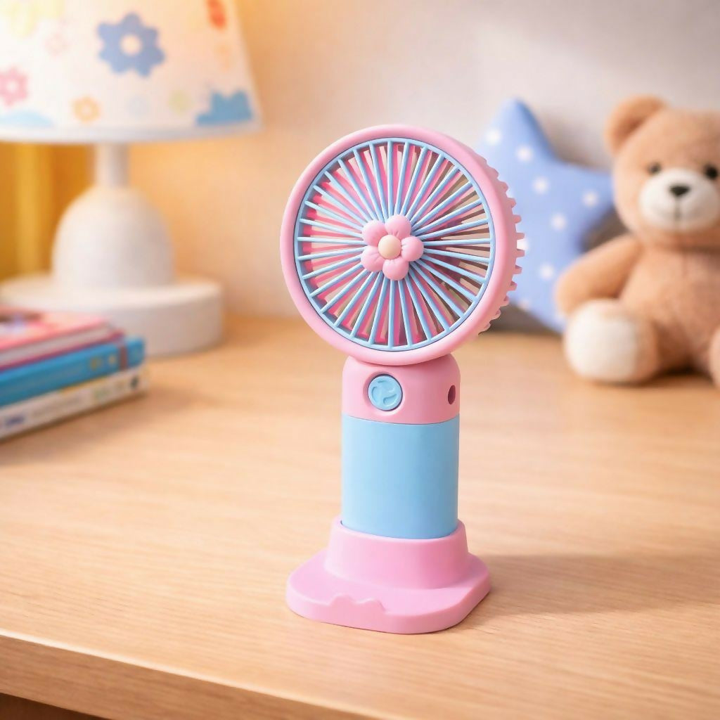 Mini Portable Handheld Fan with Stand, 3 Speed Modes