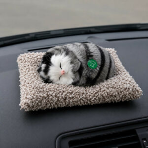 Sleeping Cat Plush Toy with Cushion Cute Car Dashboard Decor