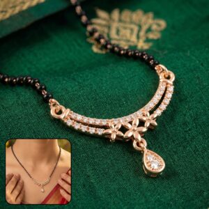 Floral Design Mangalsutra Necklace with Teardrop Pendant 1 Pc