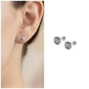 Silver Plated Flat Back AD Stud Earrings for women and girls Combo Pack of 2