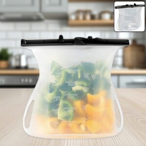 Silicone Food Bag – Leakproof, Flat Bottom, BPA-Free, Microwave & Dishwasher Safe
