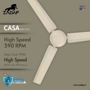 Zadap Casa 1200mm 5-Star BLDC High Speed Fan(Ivory)