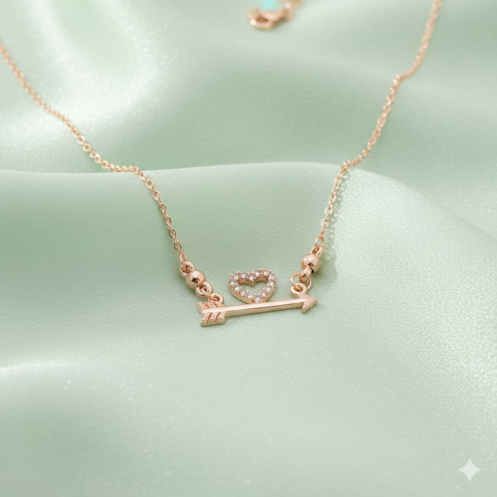 Gold Plated Love Heart AD Pendant Necklace For women and girls