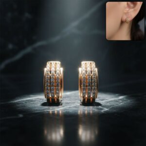 Gold Finish Crystal Hoop Earrings for Women