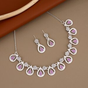 Rustic Oxidized Silver Purple & Emerald Choker Set