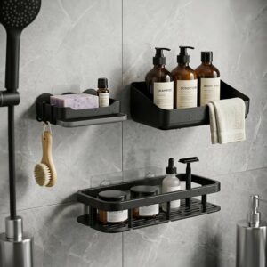 Wall Mounted Bathroom Storage Rack Organizer Set with Multi Shelves (Set Of 3 Pc)