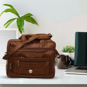 Premium Leather Laptop Bag with Shoulder Strap for Office & Travel