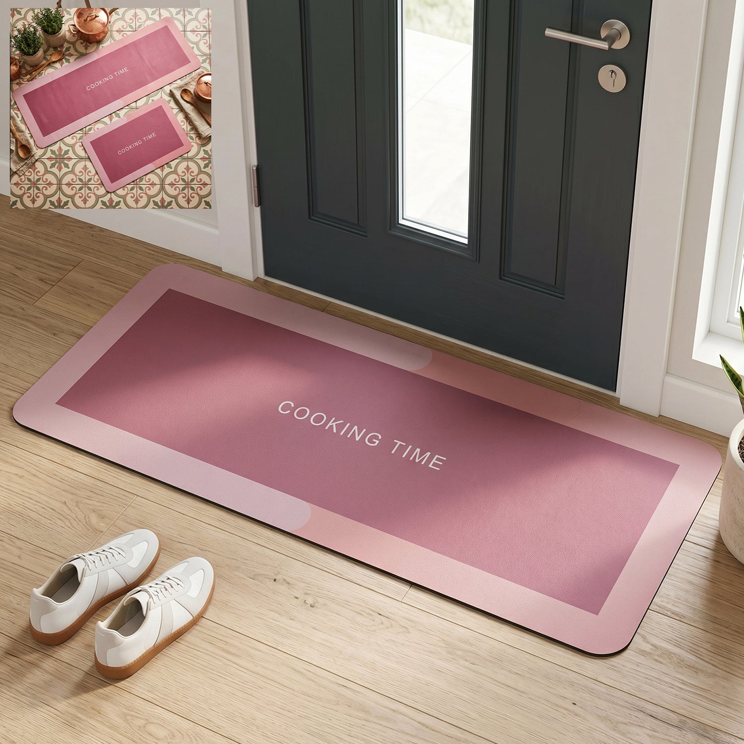 Premium Anti Slip Kitchen Floor Mat Set (2 Pc, 120x38 Cm + 58x38 Cm)