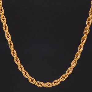 Gold Plated Rope Chain For Men and Women (Thin)