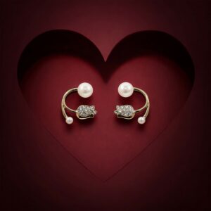 Korean Style Pearl Crystal Designer Stud Earrings for Women & Girls