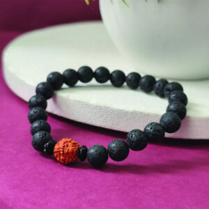 Rudraksha and Lava Bracelet for Men and Women