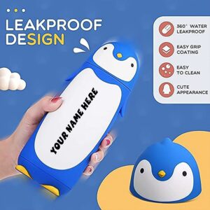Customize Penguin Water Bottle – Cartoon Penguin Design (Add Your Name)