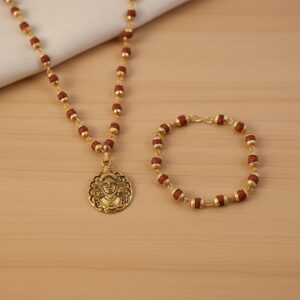 Hanuman Pendant With Rudraksha Mala & Bracelet Combo
