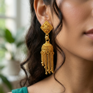 Fancy Gold Tone Jhumki Earrings Traditional Drop Earrings