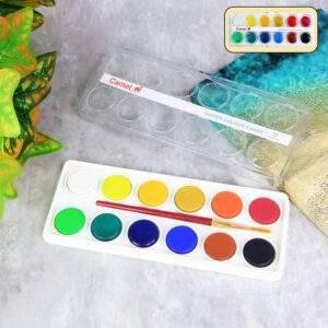 Camel Water Colour Cakes 12 Bright Shades with Free Brush
