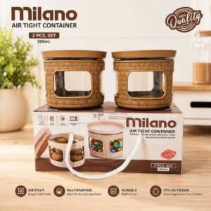 Milano Air Tight Jar Each Multipurpose Storage Container BPA Free ( Set Of 2pc, 500ml)