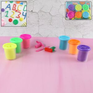 Khyati Frisky Dough Play Set 6 Vibrant Non-Sticky Modelling Clay  for Kids