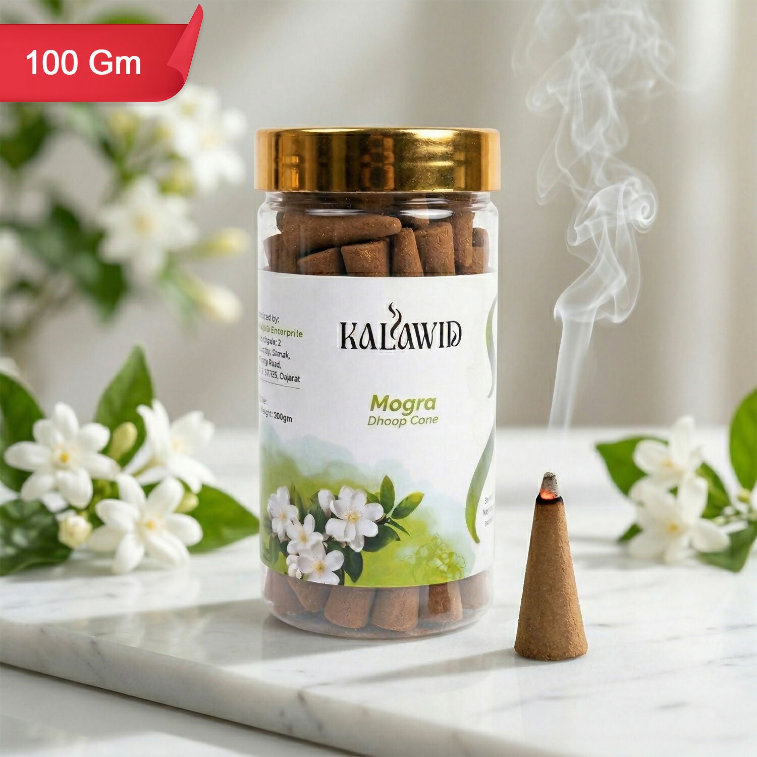 Mogra Dhoop Cone Fragrance Jar for Long Lasting Aroma & Spiritual Use (100 Gm)