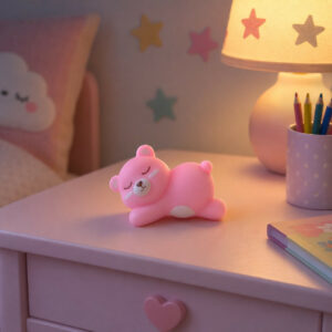 Cute Sleeping Bear Silicone Night Lamp for Kids Bedroom Decor