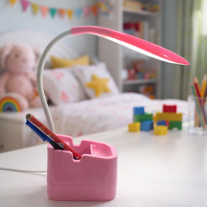 Pink LED Desk Lamp with Pen Holder and Phone holder for Study Table and Kids Room Decor