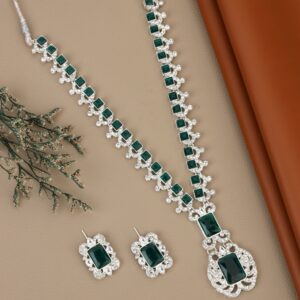 Brilliant Silver-Tone All-Crystal Drop Necklace Set