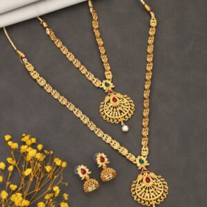 Temple Jewellery Lakshmi Coin Choker with Jhumka Earrings