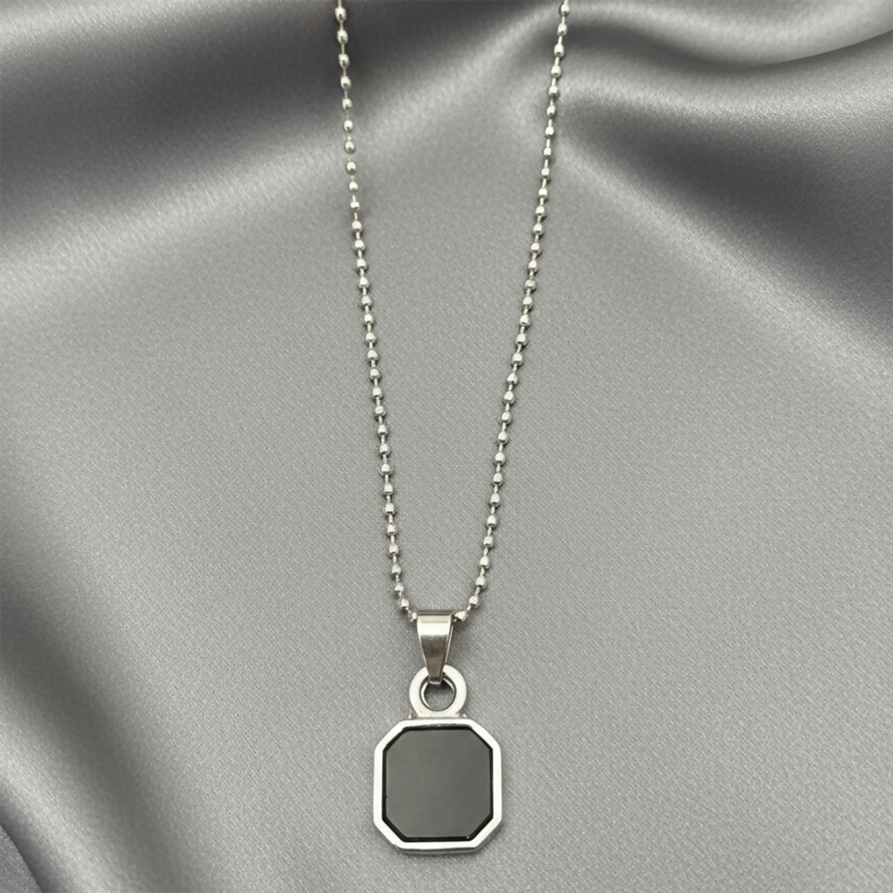 Octagon Shape Black Inlay Pendant Necklace for Men