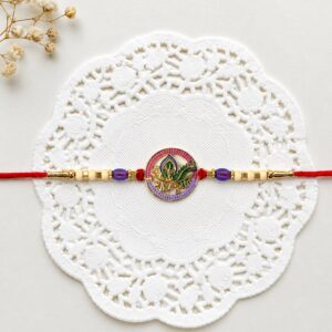Radha Krishna Design Rakhi with Colorful Beads (1 Pc)