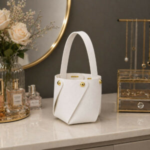 White Mini Handheld Storage Basket Organizer with Handle