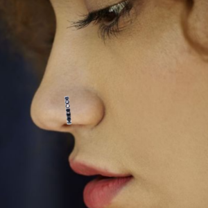 Gold Pave Fake Nose Ring Set - Dual Gem Line