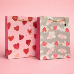 Heart Print Gift Paper Bag with Handle for Special Occasions