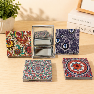Pocket Folding Makeup Mirror Compact Travel Mirror with Designer Cover (Mix Any One)