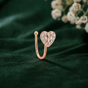 Anti-Tarnish Stylish Heart Shaped Nose Stud for Women and Girls - Rose Gold Finish