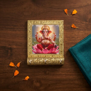 Decorative Lord Ganesha Key Holder Wall Hanging with Photo Frame & Hooks