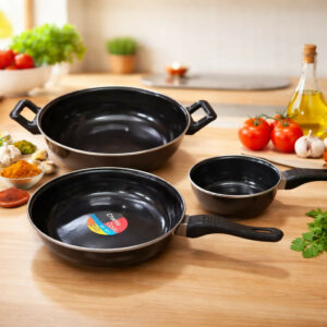 Durable Non-Stick Cookware Set: Frying Pan, Kadai & Tadka Pan for Everyday Cooking