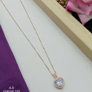 Crystal Inset Heart Charm on Rose Gold Chain And Pendal