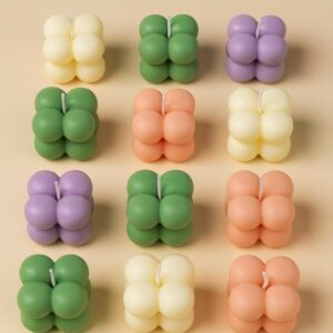 Set of 12 Bubble Candles – Multicolor Decorative Scented Cube Candles for Home Décor, Parties, Spa, Aromatherapy, Meditation, Romantic Dinners, and Gifting