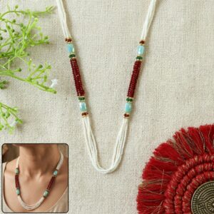 Handmade Beaded Pearl Necklace Elegant Traditional Ethnic Mala for Women