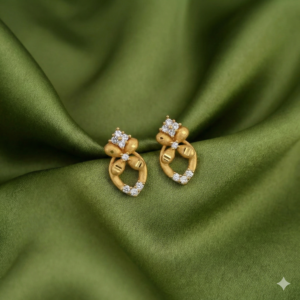Gold-Plated Floral Lattice Drop Earrings with AD for women and girls