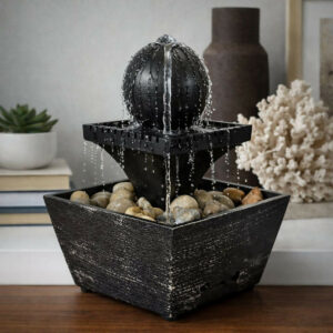 Tabletop Water Fountain with Pebbles Decorative Indoor Showpiece