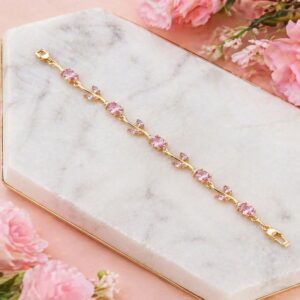 New Trendy Tulip Lava Stone Crystal Vine Gold -Plated Bracelet for Women And Girls